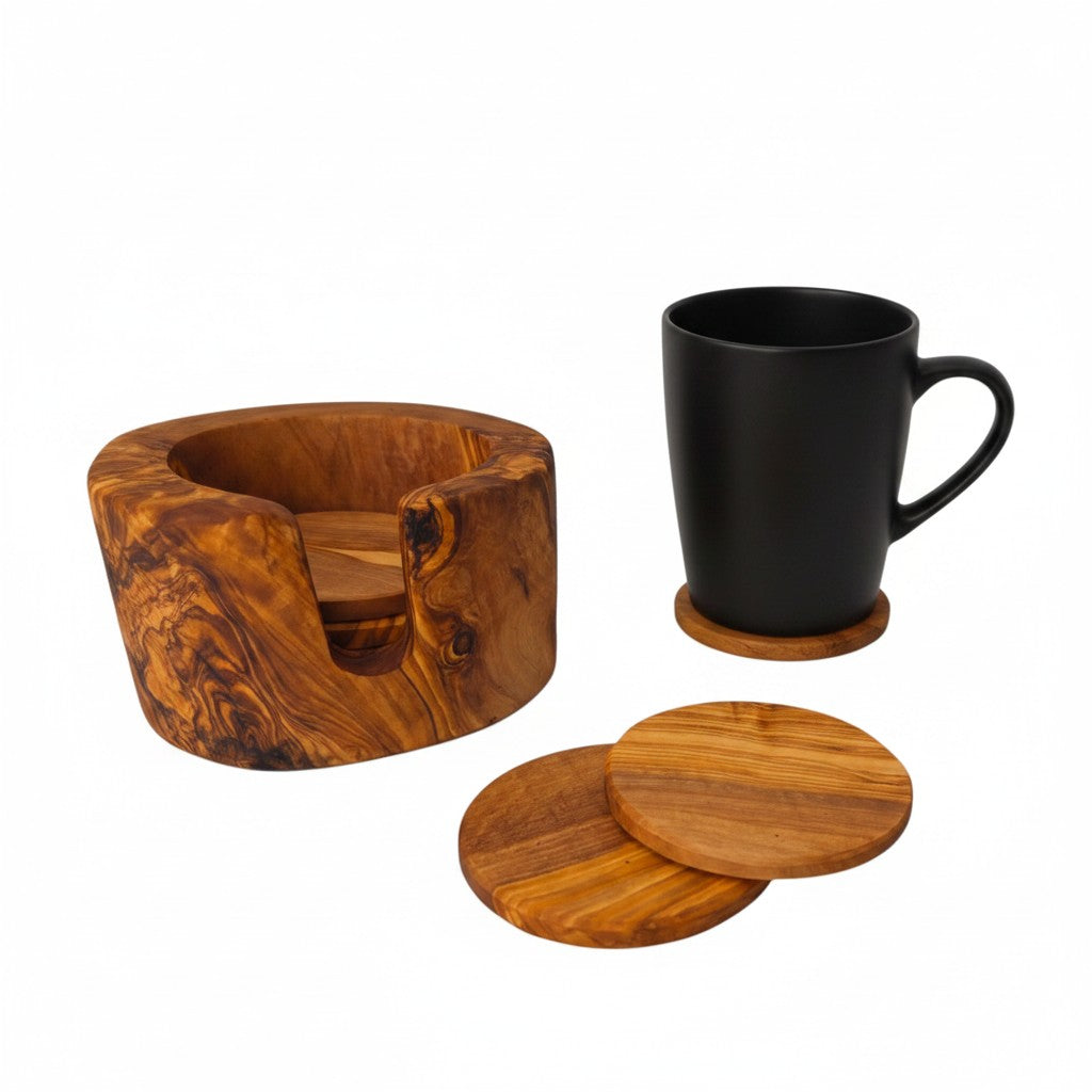 Coaster Set of 6 in Holder 12 cm