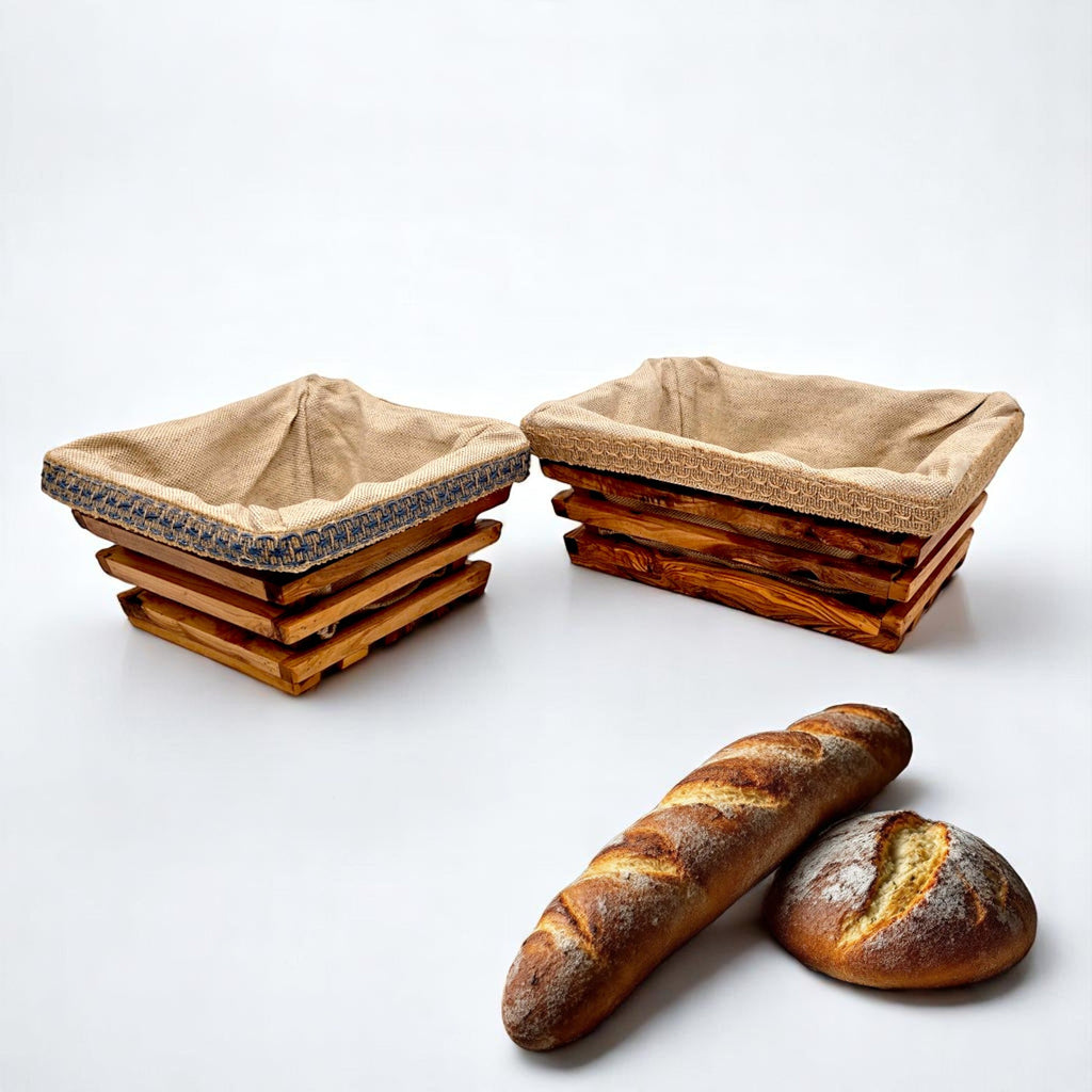 Olive wood Rectangular Shaped Bread Basket 28 cm