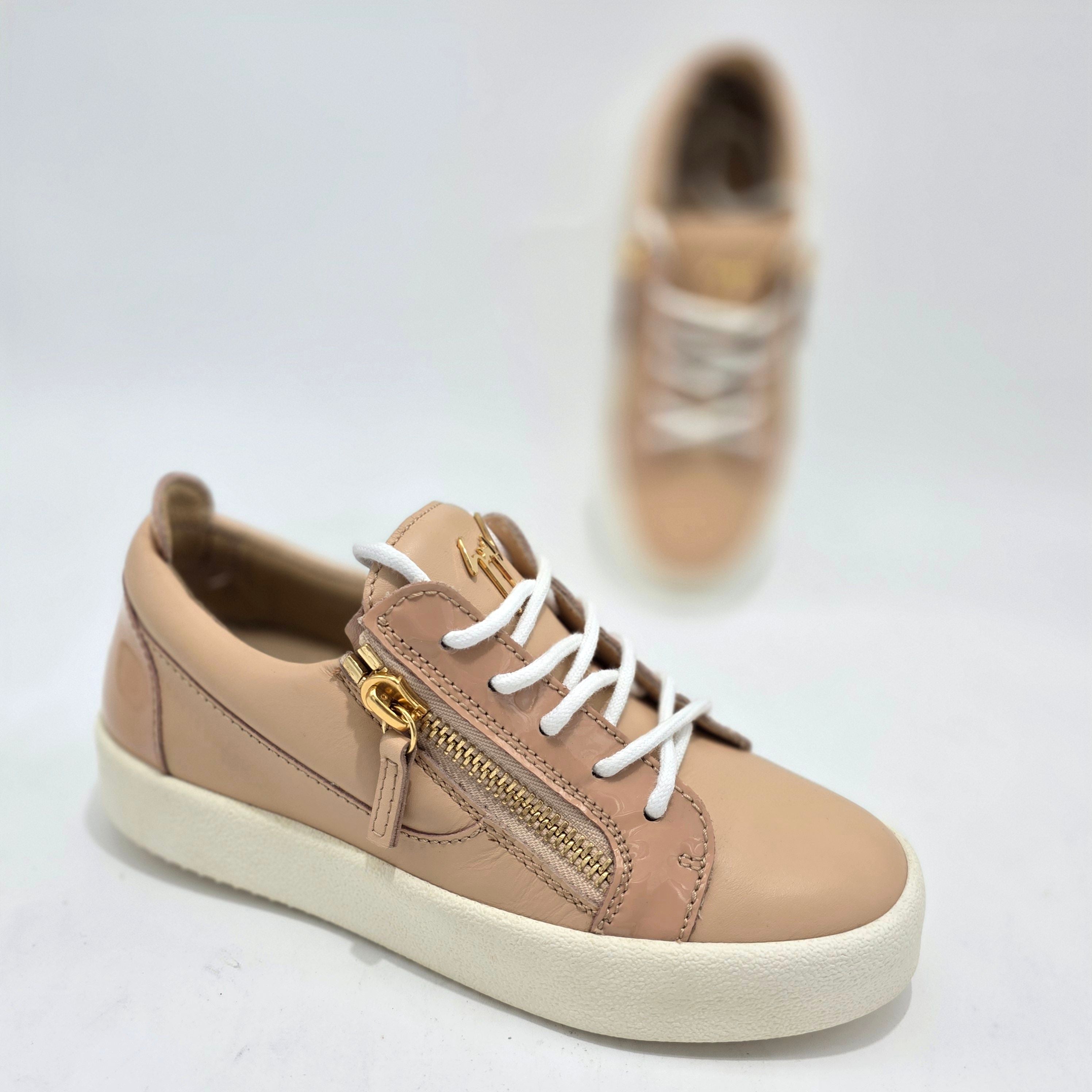 Giuseppe Zanotti May Leather Low Top Trainers – Shell Pink – UK 3