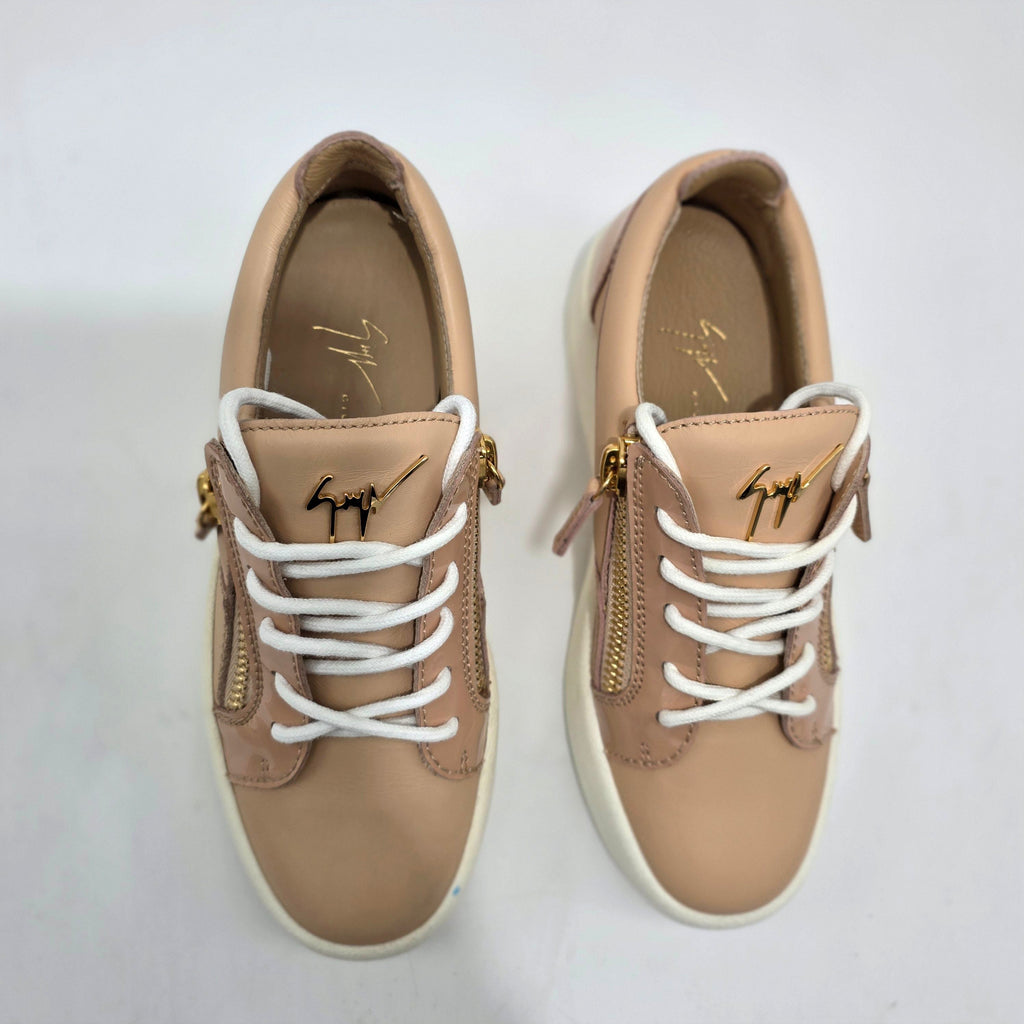 Giuseppe Zanotti May Leather Low Top Trainers – Shell Pink – UK 3