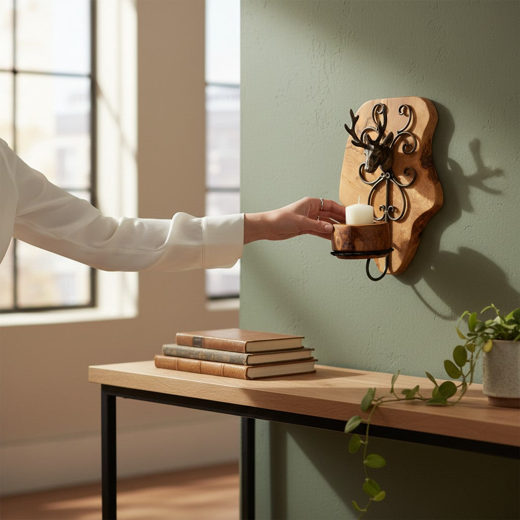 Wall Mounted Stag Candle Holder