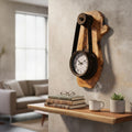 Olive Wood Rustic Round Wall Clock Roman Numeral Dial