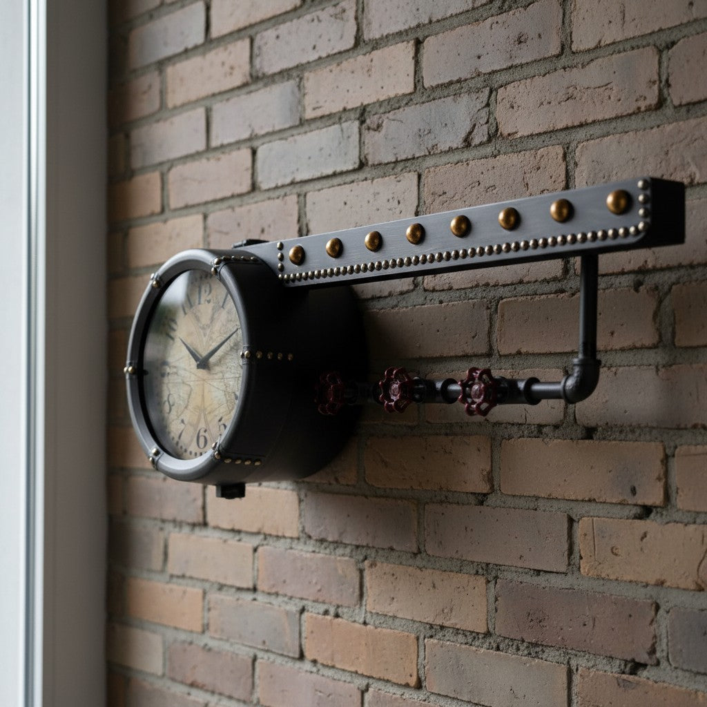 Beautiful shelf with clock and hooks