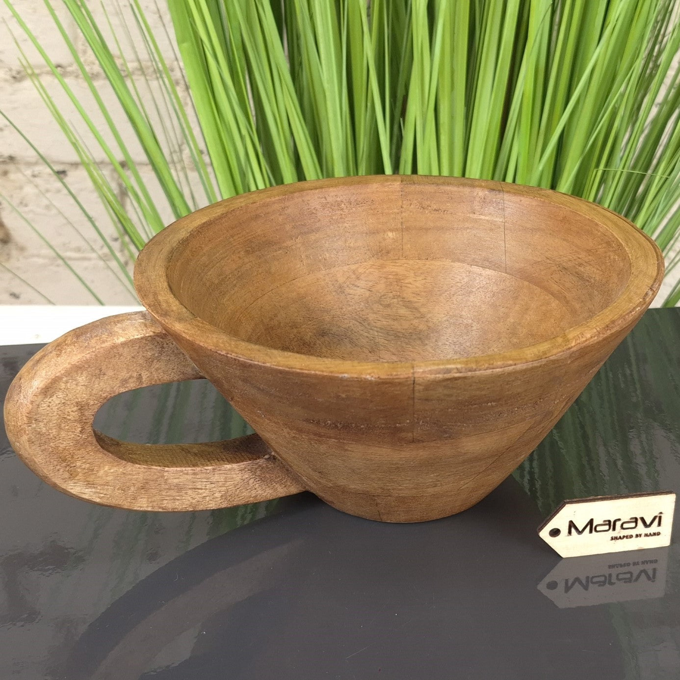 Baddo Mug Shape Wooden Bowl with Handle