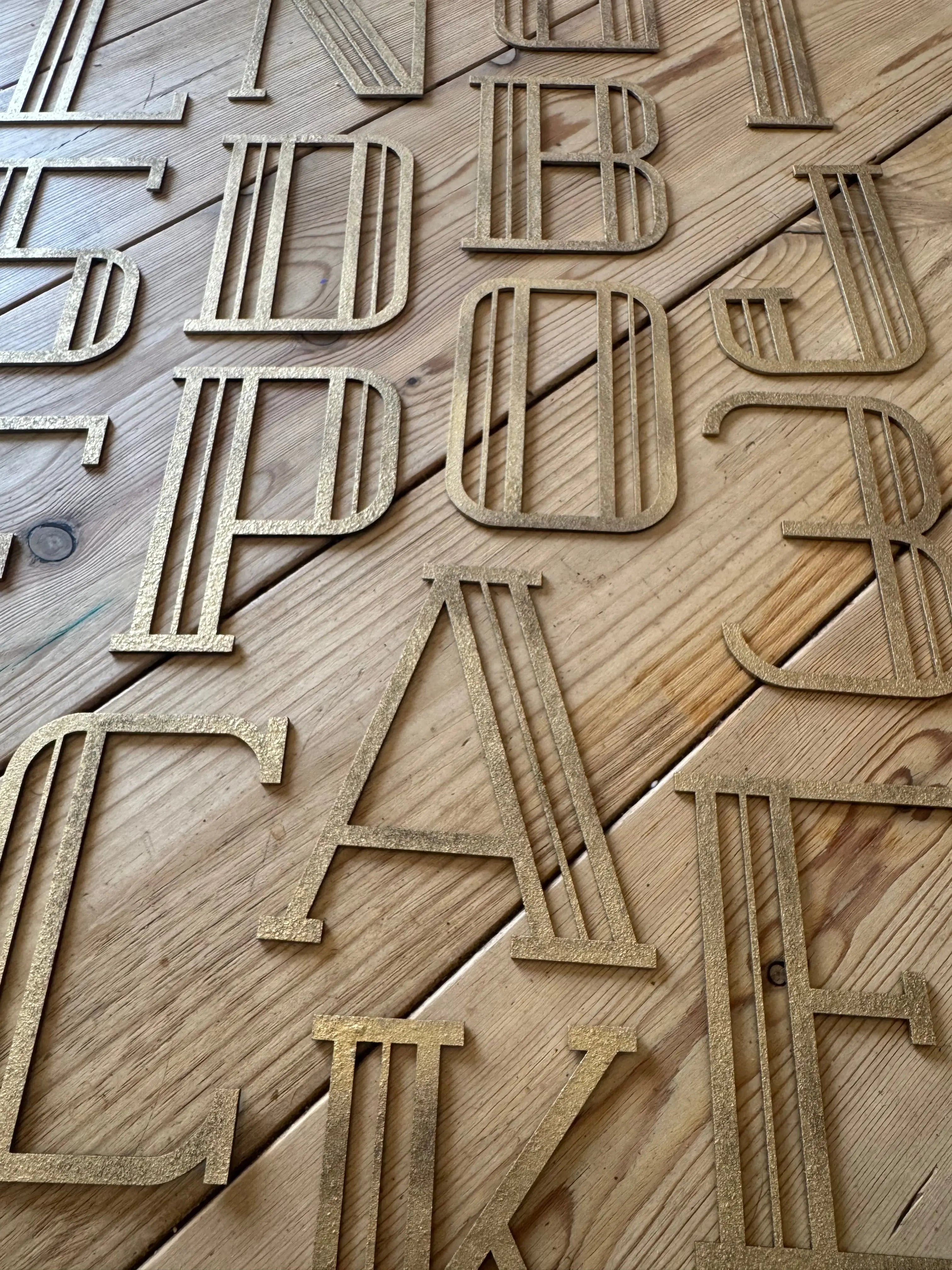 Rustic Warehouse Gold Art Deco Metal Alphabet Letters for House Signs