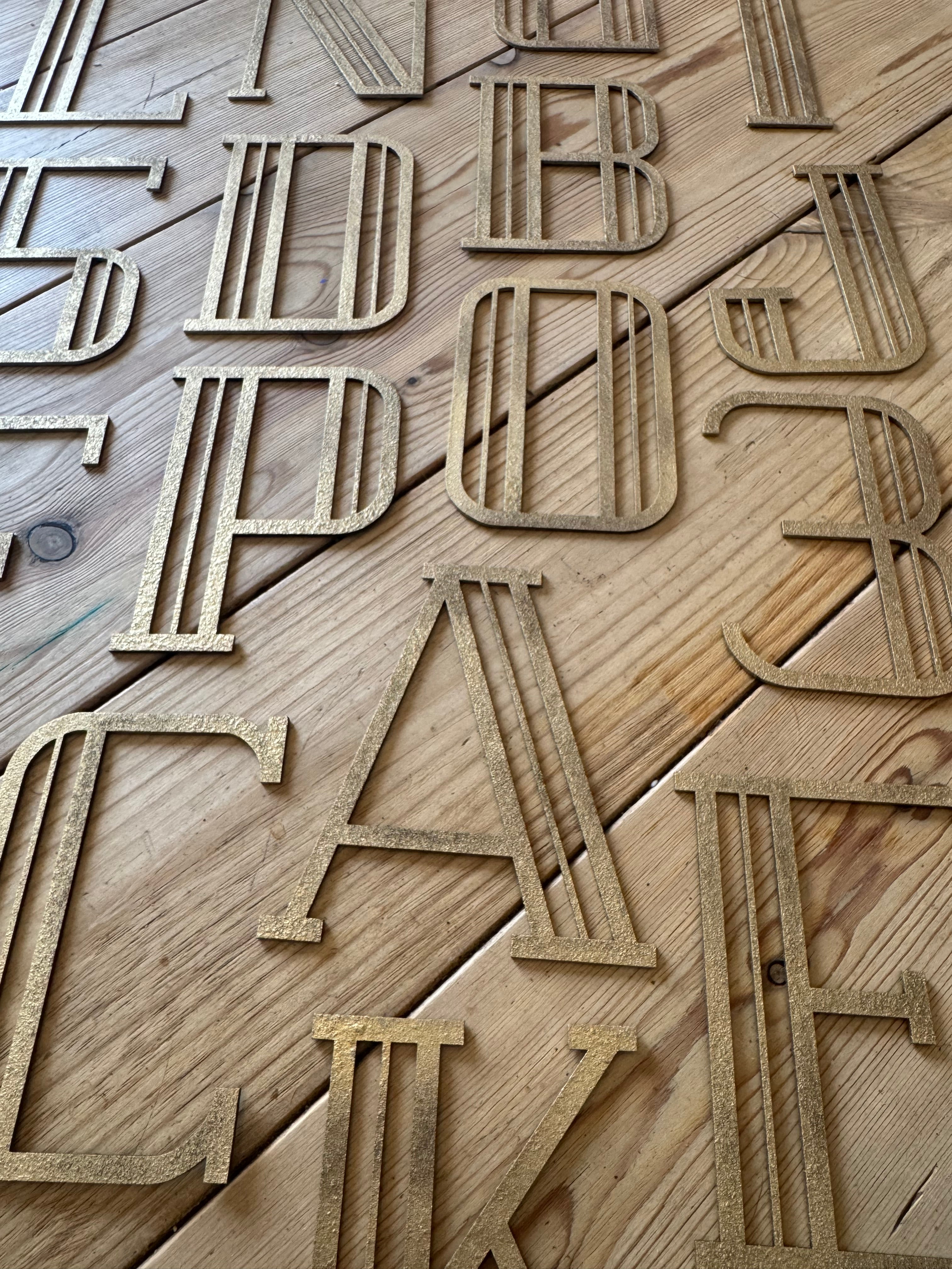 Rustic Warehouse Gold Art Deco Metal Alphabet Letters for House Signs