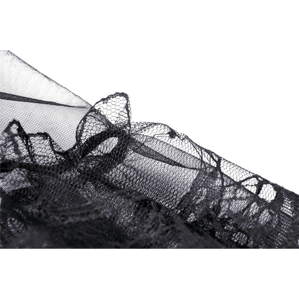Dark in Love Melisandre Embroidered Velvet Mesh Goth Skirt - Black