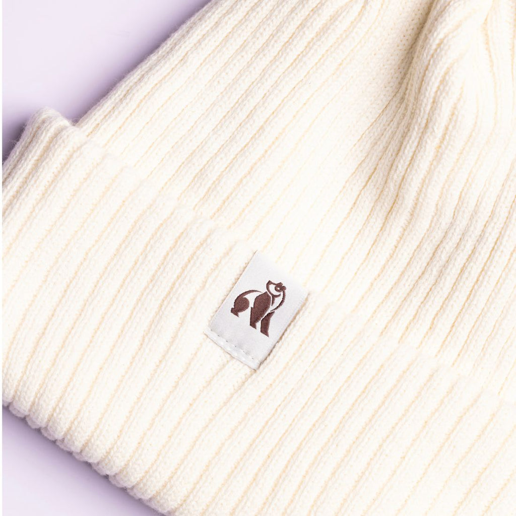 Swole Panda Organic Cotton Beanie – Sustainable Unisex Hat in Cream