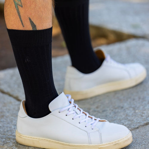 Swole Panda Jet Black Bamboo Socks – Ribbed Comfort Cuff for Men