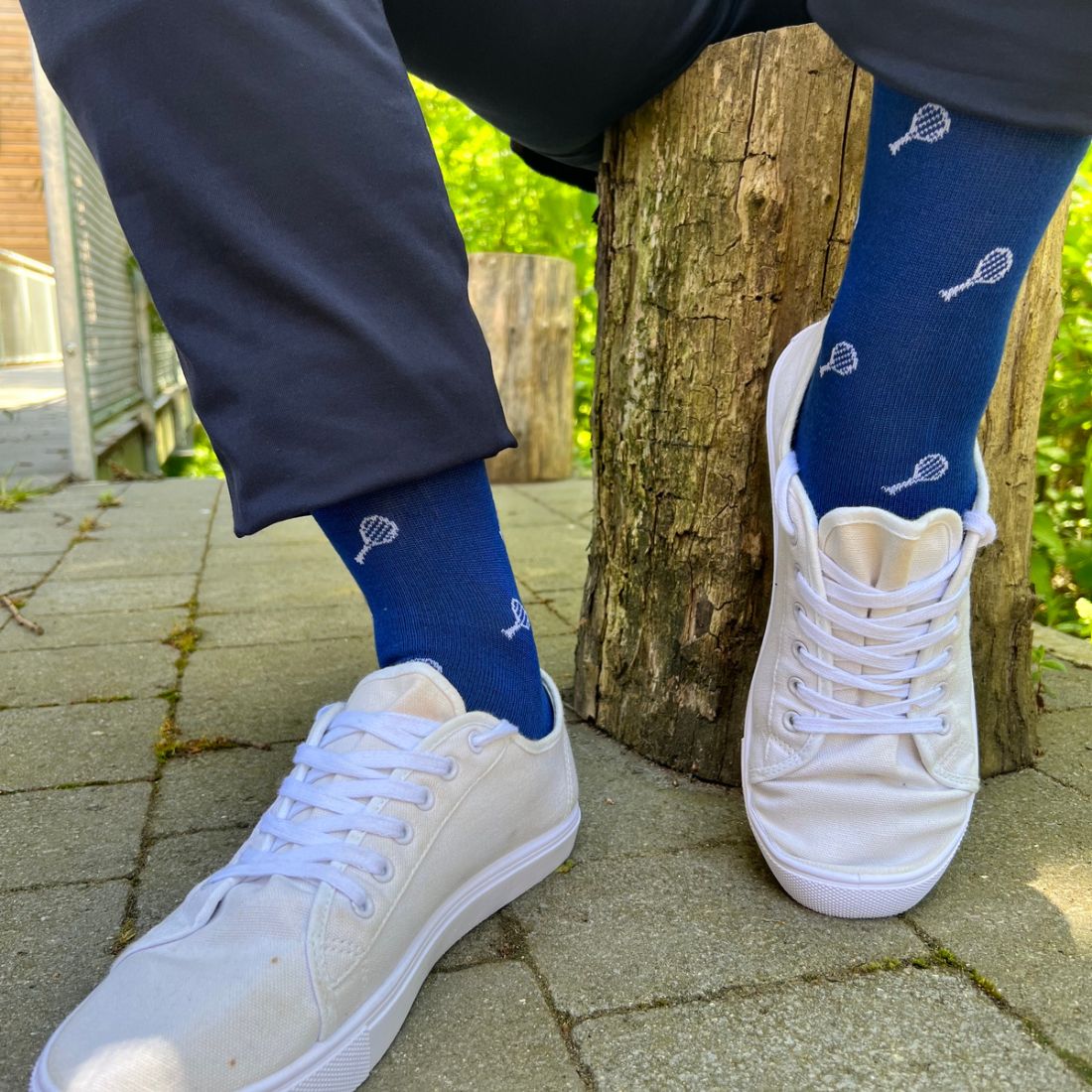 Swole Panda Tennis Racquet Bamboo Socks – Breathable Blue Novelty