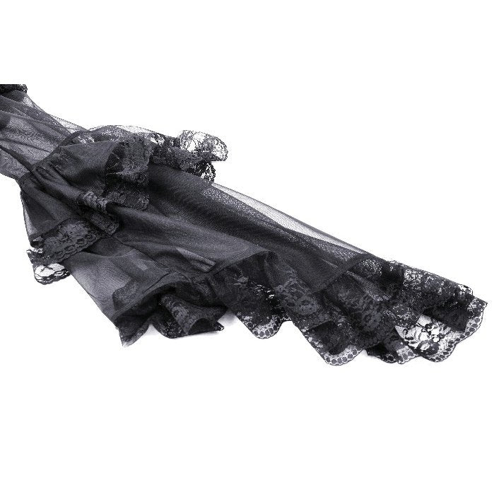 Dark in Love Millicent Black Tulle Feather Gothic Dress with Lace
