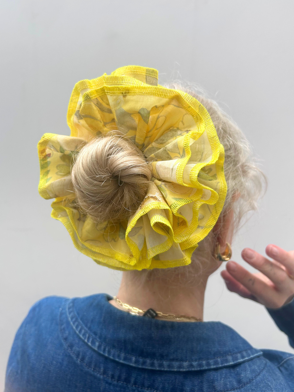 Azaria Yellow Floral Organic Cotton Scrunchie | No More Nobody