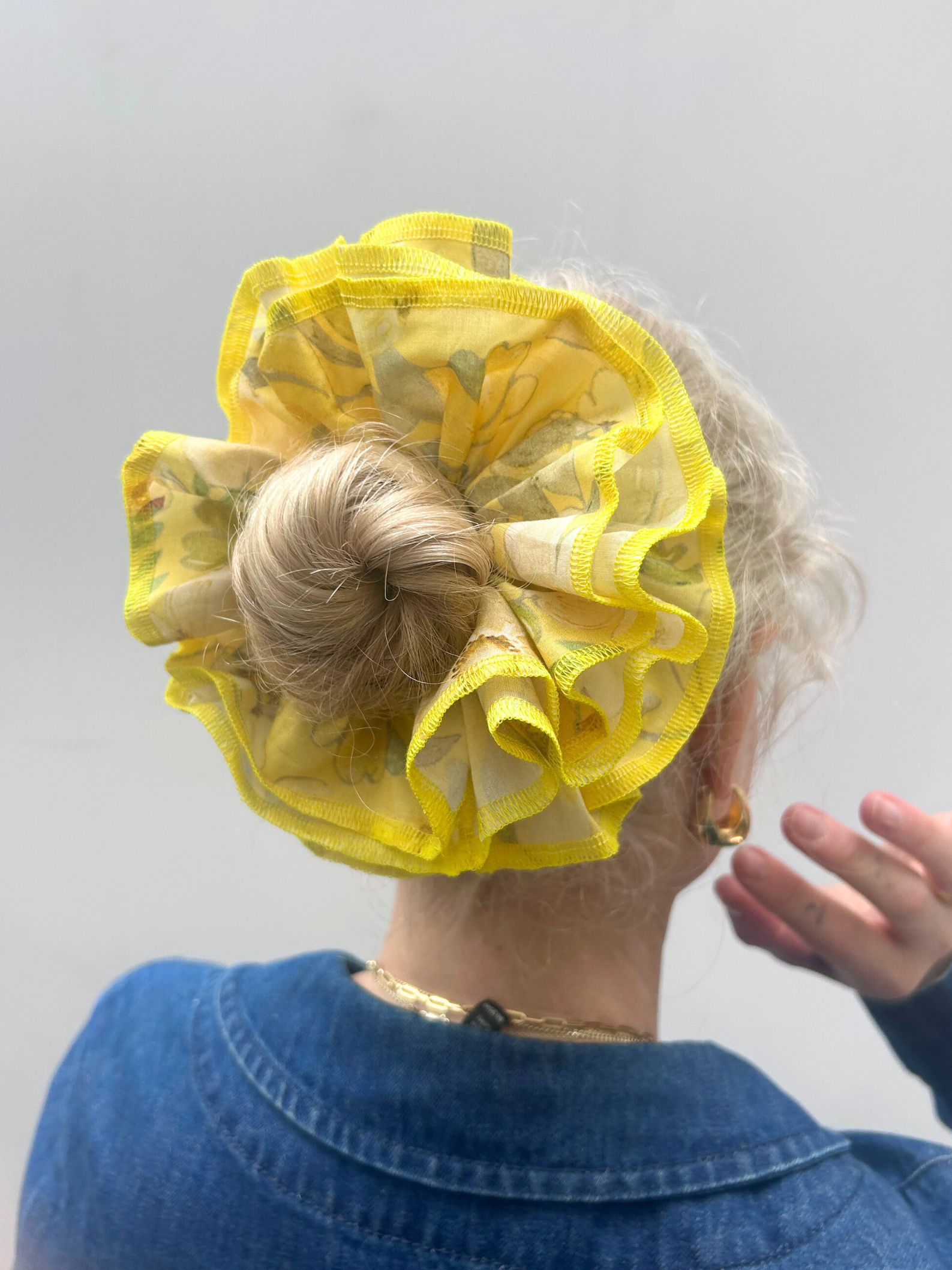 Azaria Yellow Floral Organic Cotton Scrunchie | No More Nobody