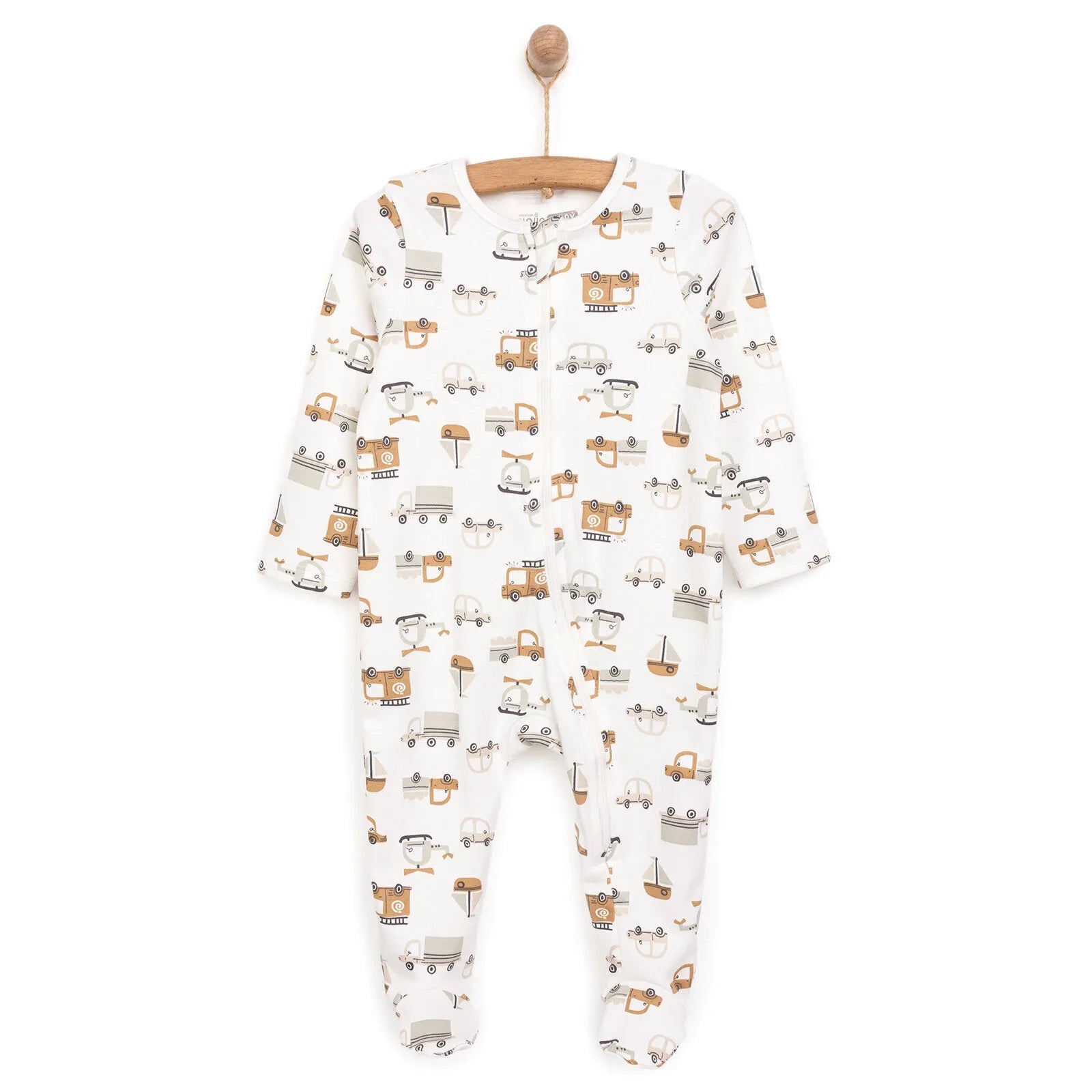 HelloBaby Newborn Footed Romper B - Ecru