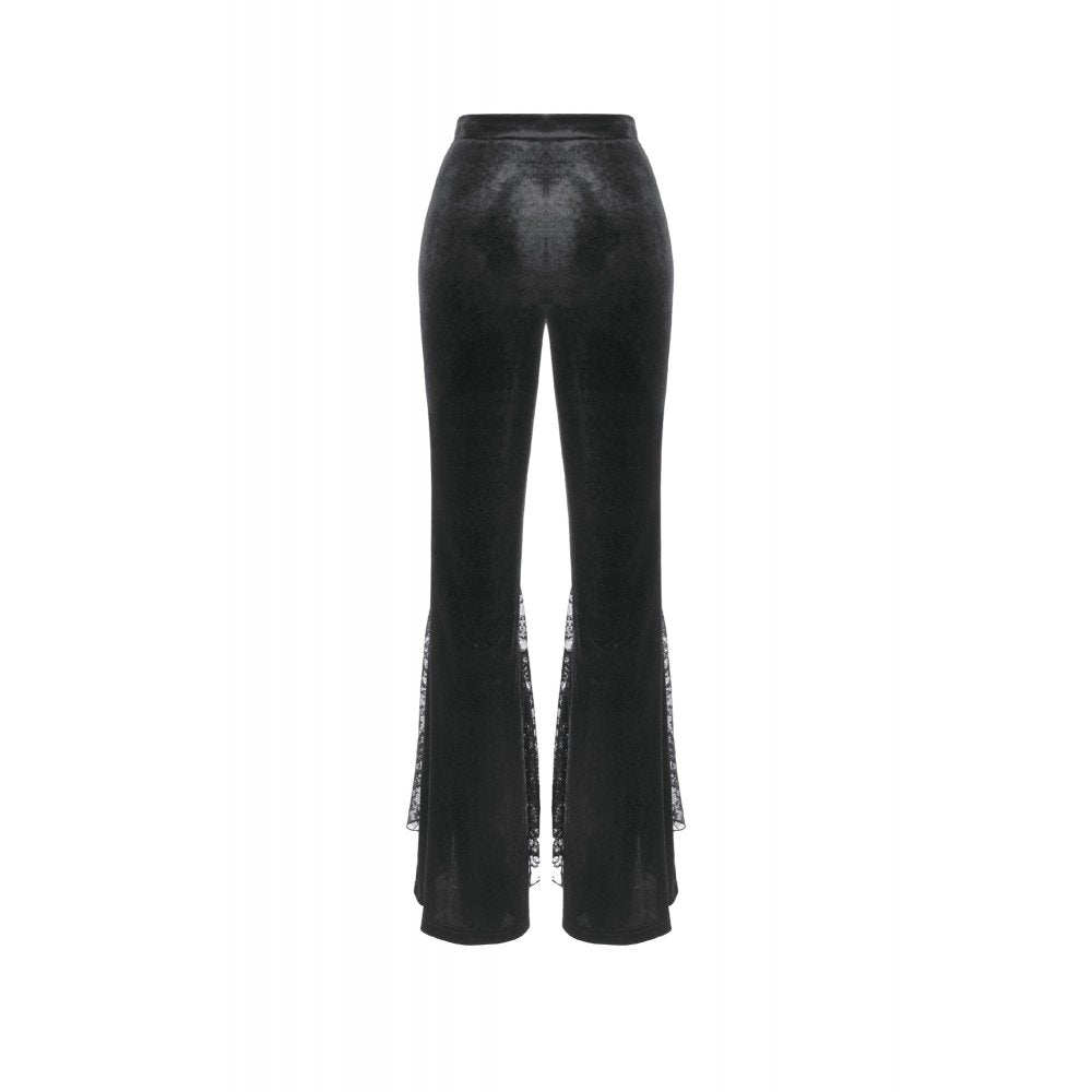 Dark in Love Erzebeth Black Velvet Lace Flare Trousers – Gothic Style