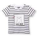 HelloBaby Boys T-shirt Bear Print Cool Boy Crew Neck Short Sleeve - Ecru