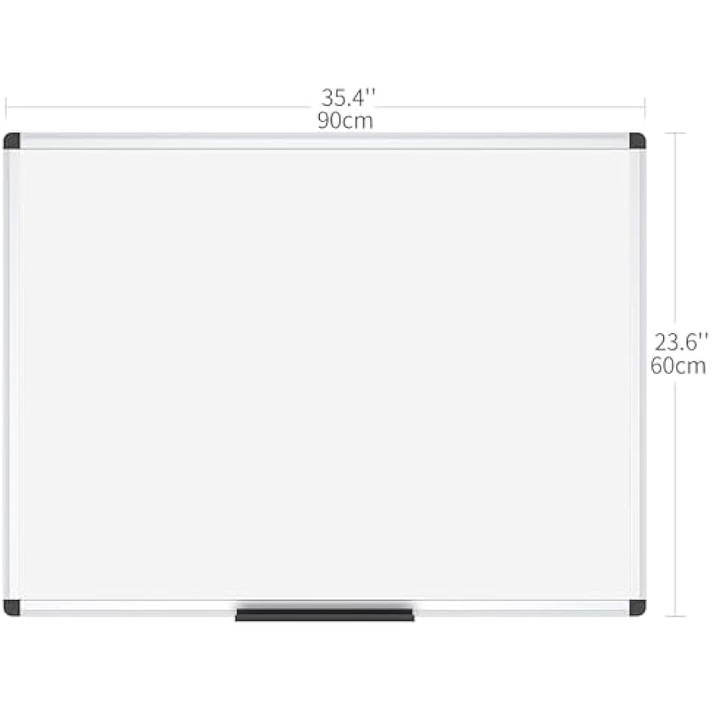 VIZ-PRO Magnetic Whiteboard | 90x60cm Silver Aluminium Dry Erase Board