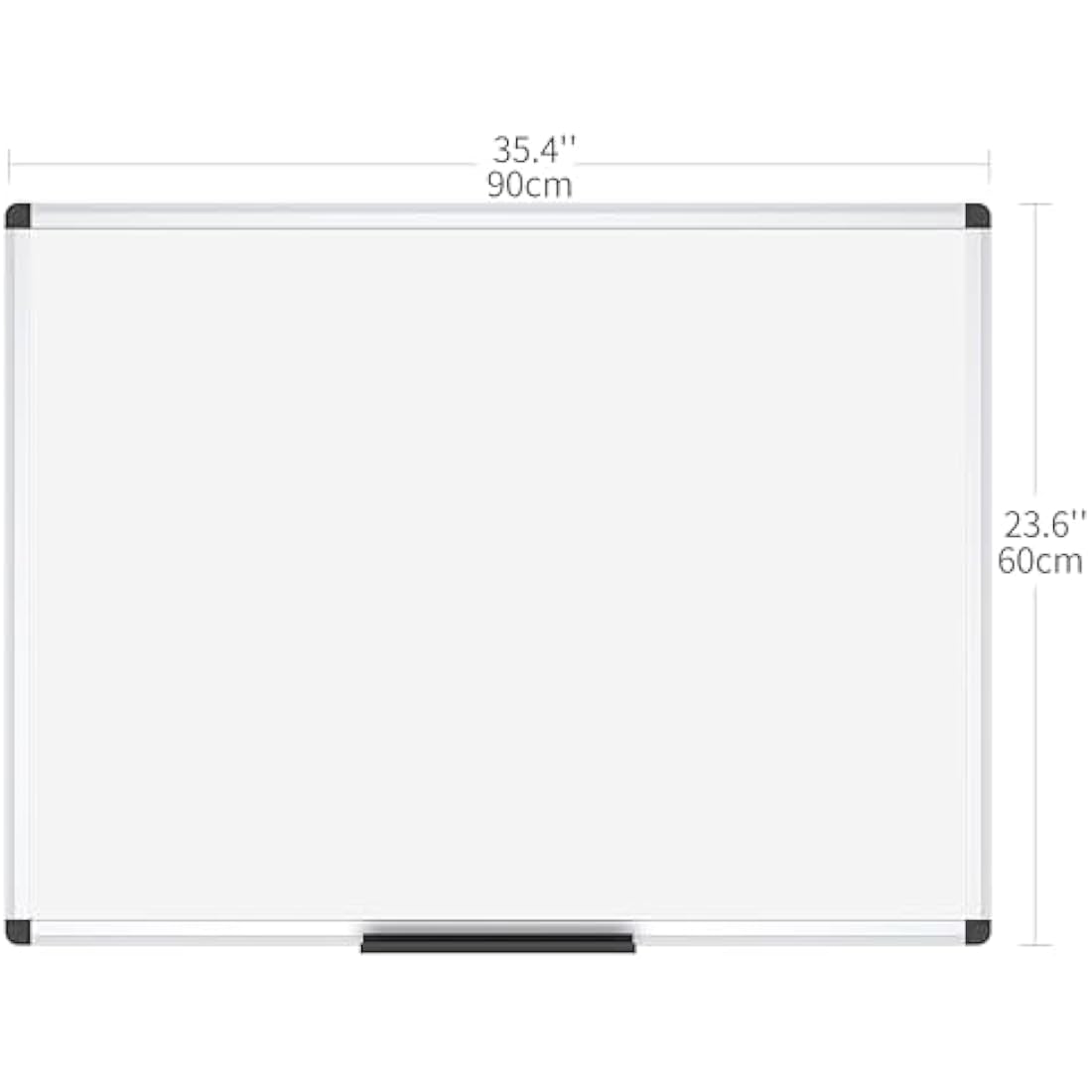VIZ-PRO Magnetic Whiteboard | 90x60cm Silver Aluminium Dry Erase Board
