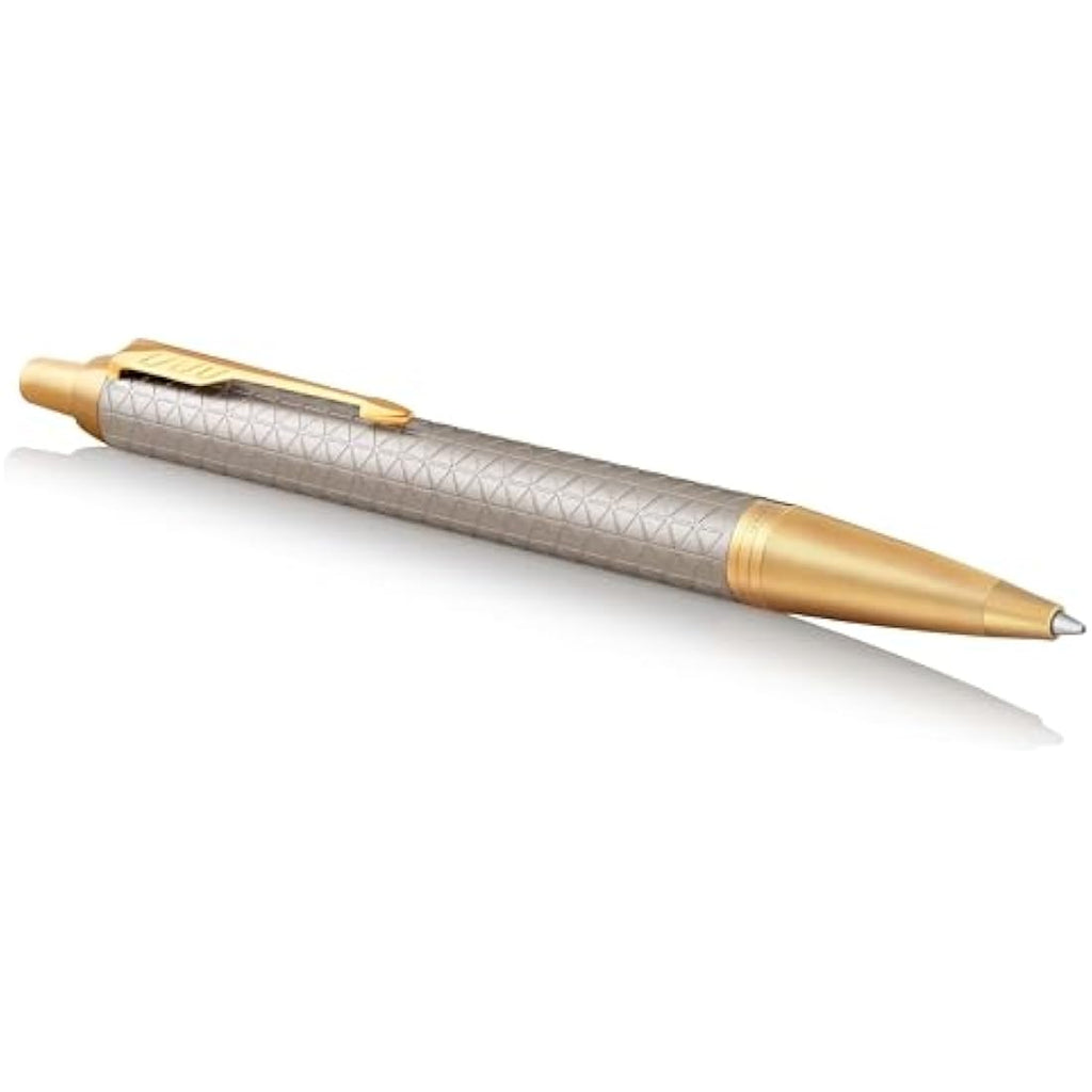 Parker IM Ballpoint Pen – Premium Warm Silver – Medium Point Blue Ink