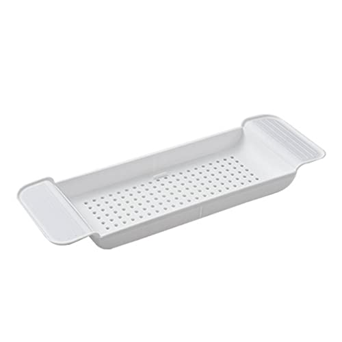 Expandable Plastic Bathtub Tray | Draining Bath Caddy - White