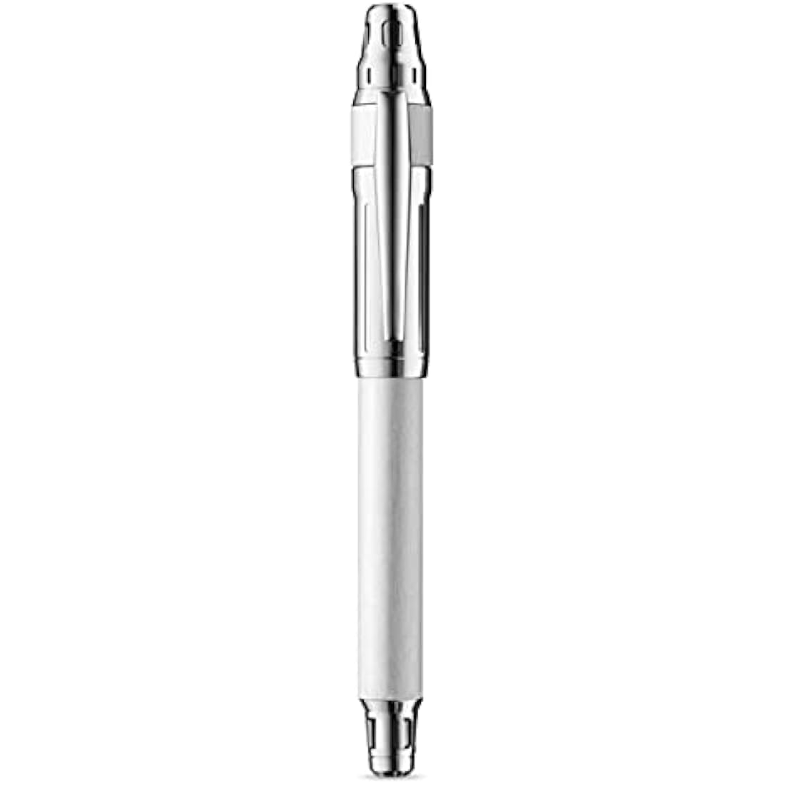 Colibri Ascari Fountain Pen | Polished Chrome & White | Medium Bock Nib
