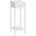 HOOBRO Slim White Bedside Table – Tall Narrow Side Table with Drawer