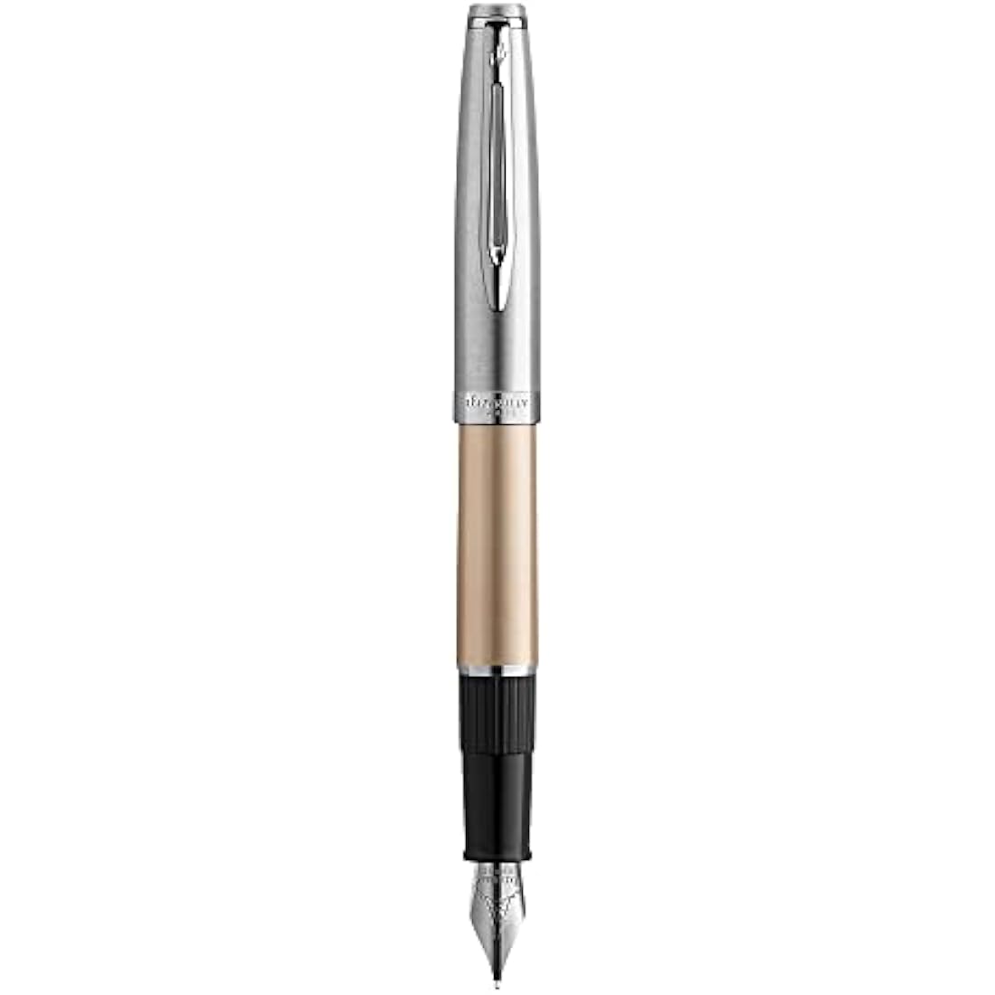 Waterman Emblème Deluxe Fountain Pen – Gold with Chrome Trim, Fine Nib