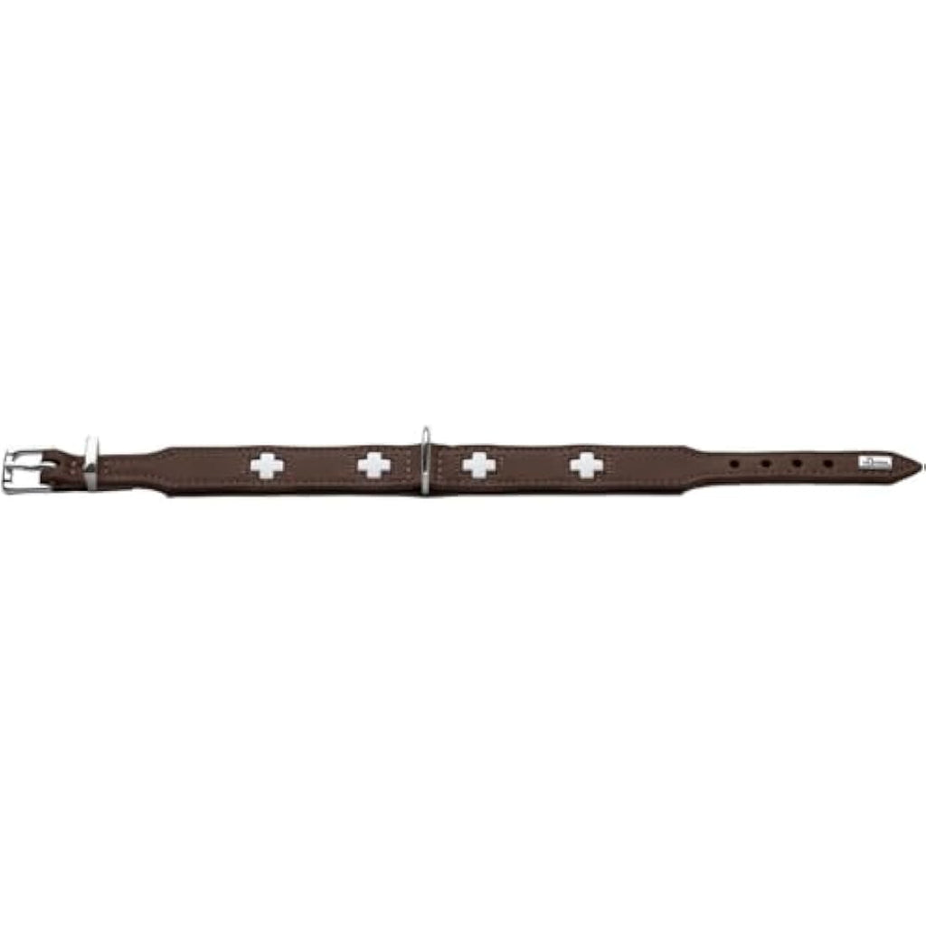 Hunter Swiss Leather Dog Collar – Brown & Black Soft Leather (47–54cm)