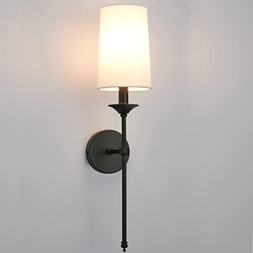 Passica Decor Black Wall Sconces Set of 2 | Farmhouse Fabric Shade Lights