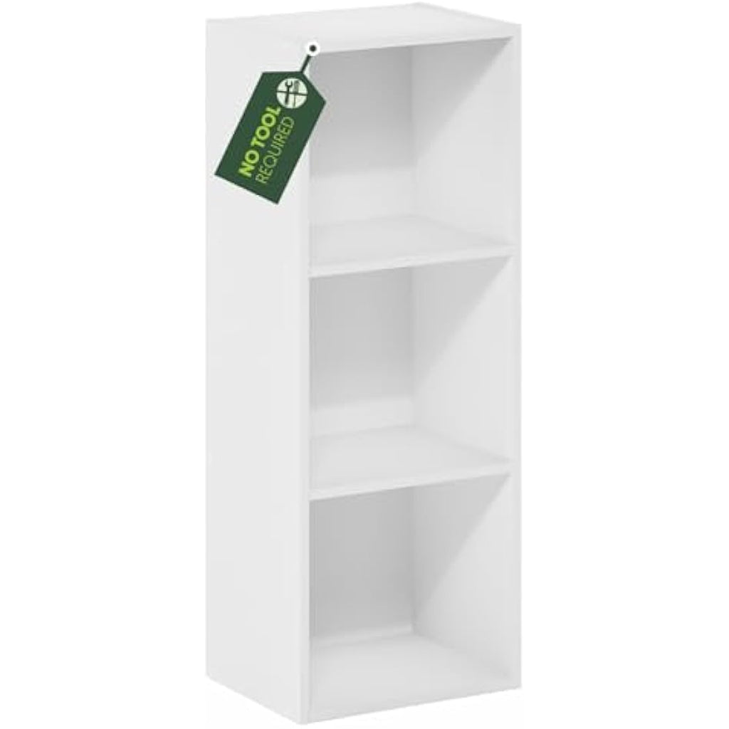 Furinno Pasir 3-Tier Open Shelf Bookcase – White Composite Wood