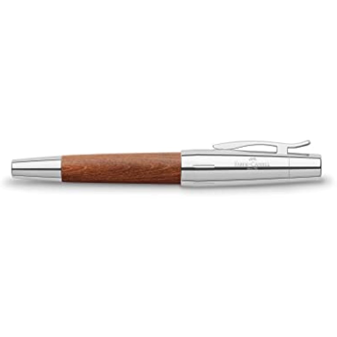 Faber-Castell E-motion Fountain Pen – Brown Wood & Chrome, EF Nib