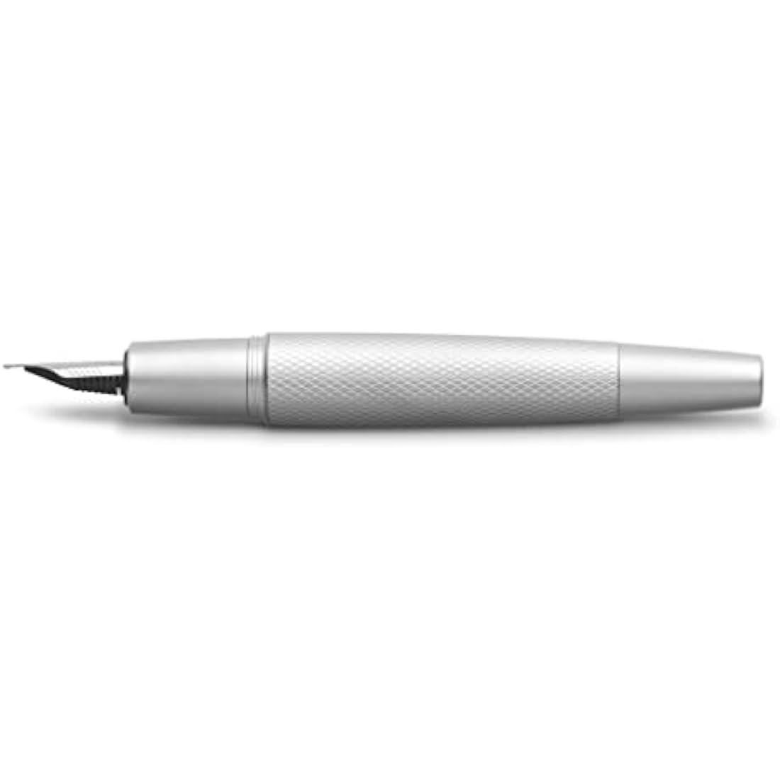 Faber-Castell E-motion Fountain Pen – Pure Silver Matt Metal, Bold Nib