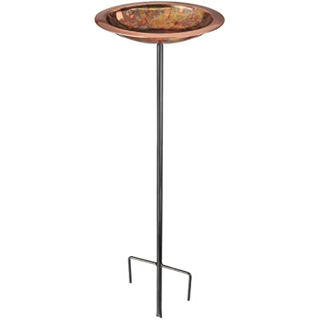 Good Directions Fired Copper Garden Bird Bath – 13" Steel Pole Stake