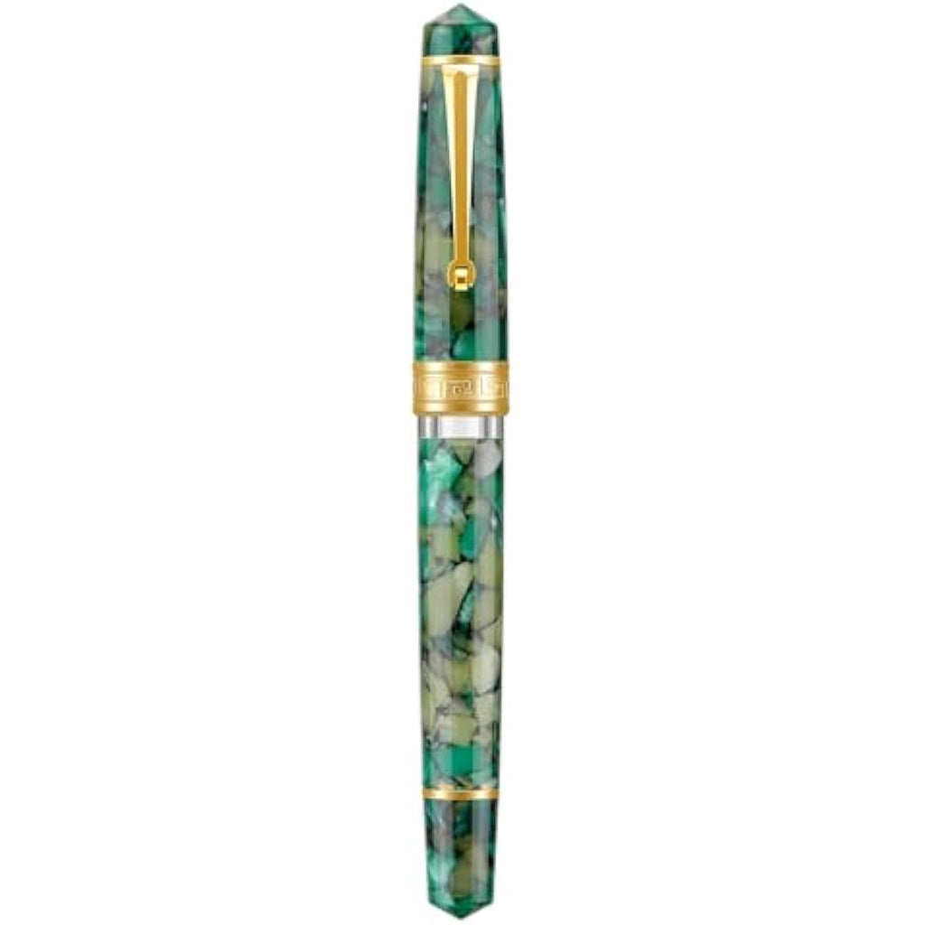 Asvine P20 Piston Fountain Pen - Green Marble Acrylic Medium Nib