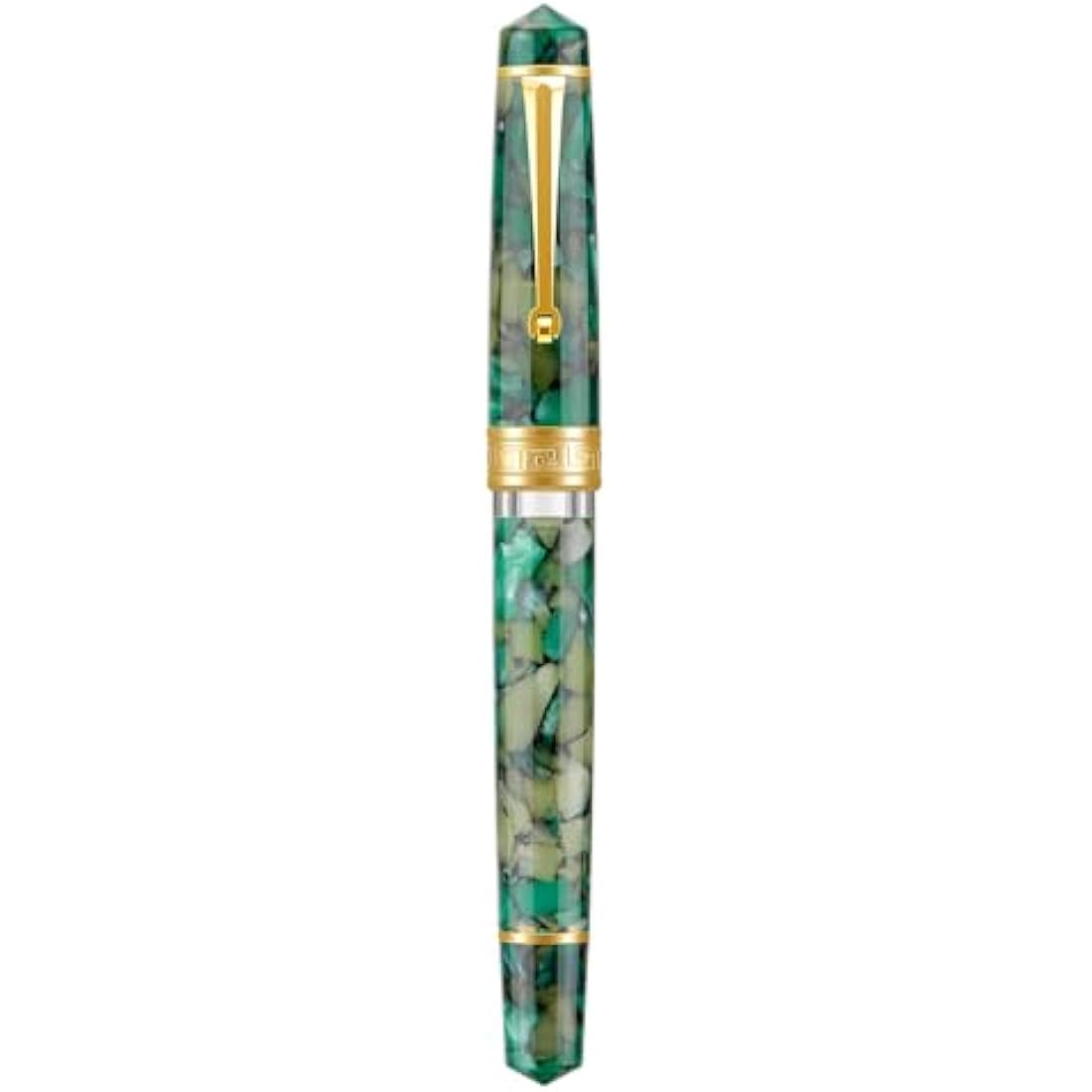 Asvine P20 Piston Fountain Pen - Green Marble Acrylic Medium Nib