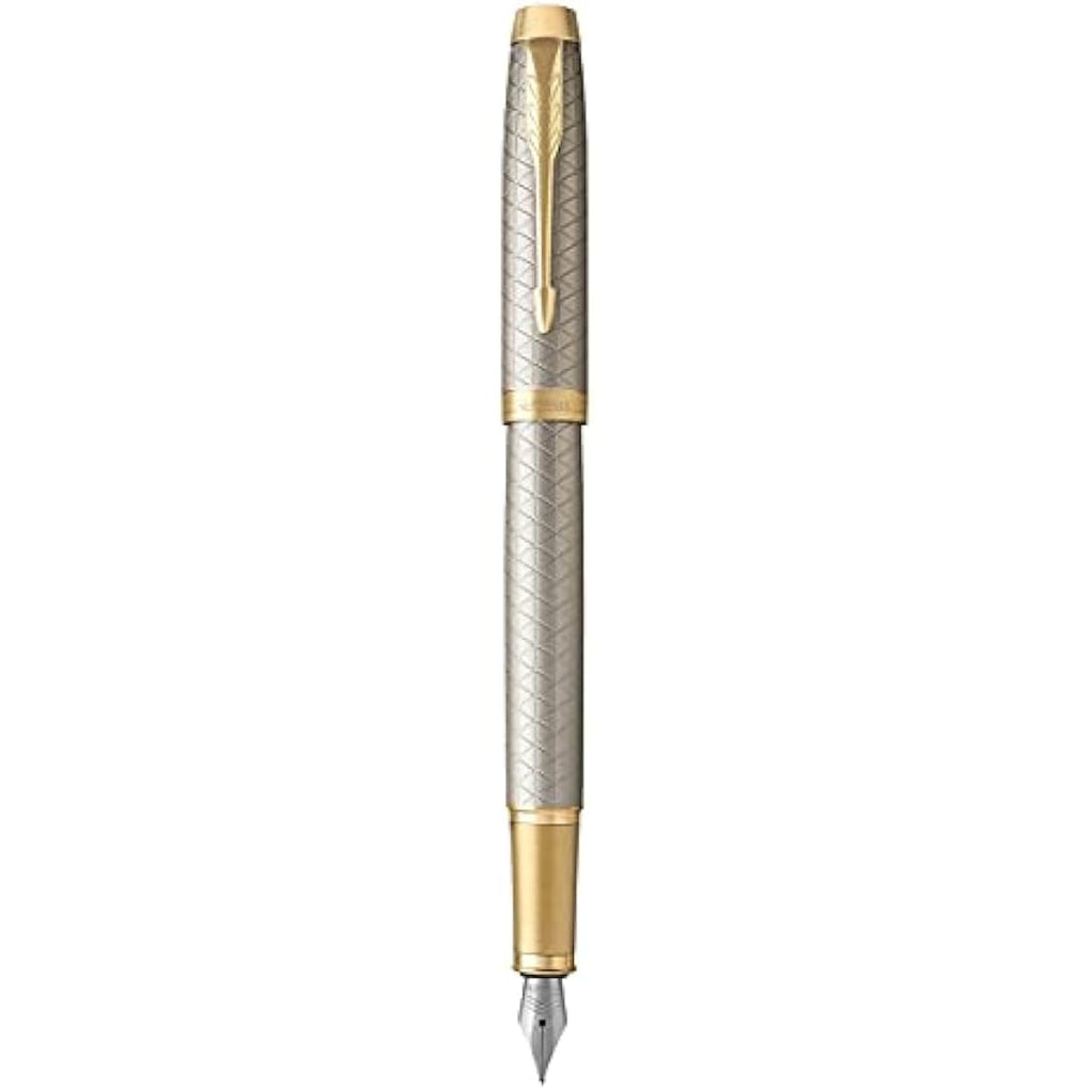 Parker IM Premium Fountain Pen – Warm Silver Champagne Diamond Pattern