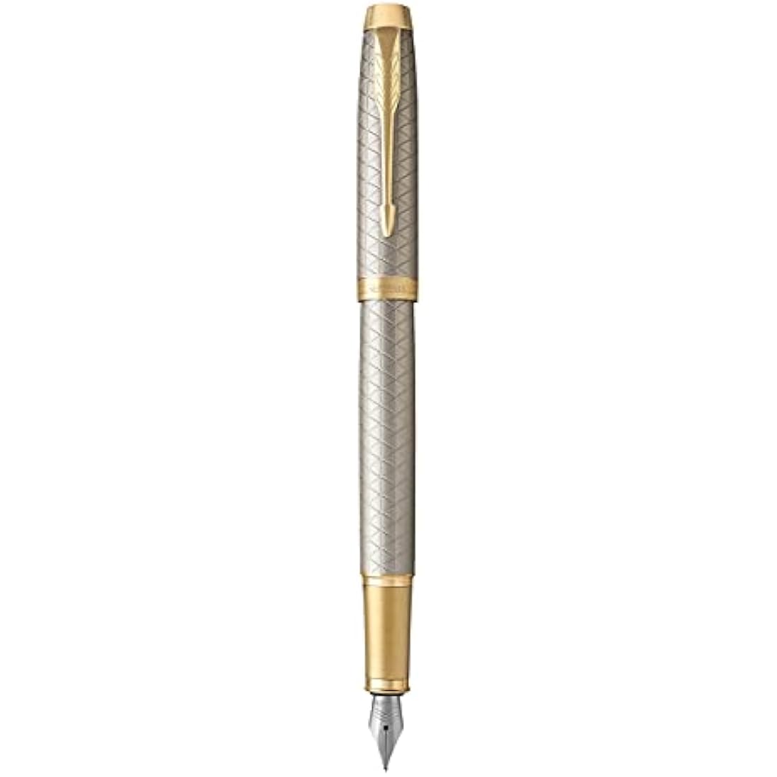 Parker IM Premium Fountain Pen – Warm Silver Champagne Diamond Pattern