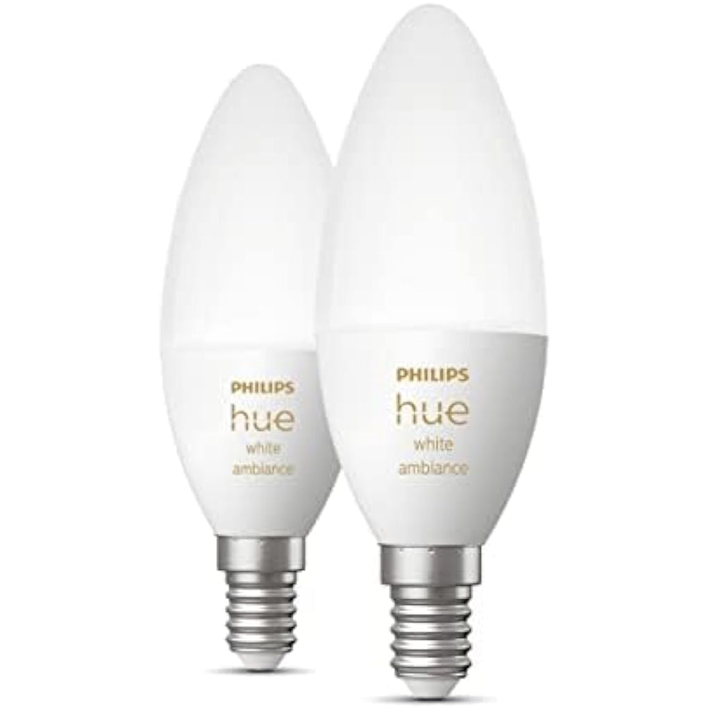 Philips Hue White Ambiance Smart LED Bulbs – E14 2-Pack Dimmable