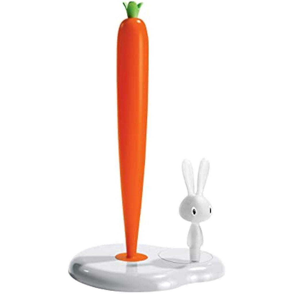 Alessi Bunny and Carrot Kitchen Roll Holder - White Resin Paper Towel Stand