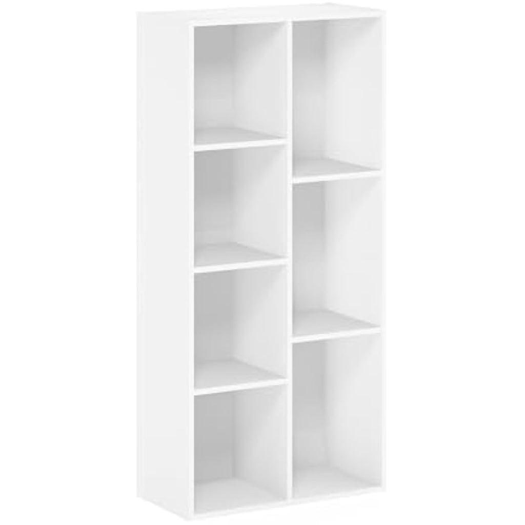 Furinno Luder 7-Cube Reversible Open Shelf - White Engineered Wood