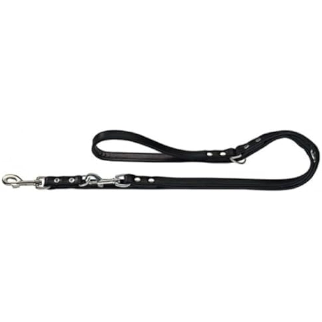 Hunter Leather Dog Training Lead – Adjustable 3-Fold Leash, Black, 200cm