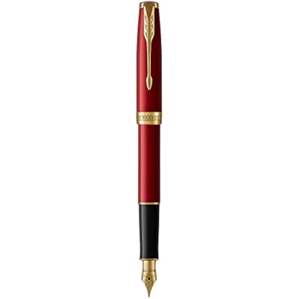 Parker Sonnet Fountain Pen – Red Lacquer with Gold Trim, Medium Nib