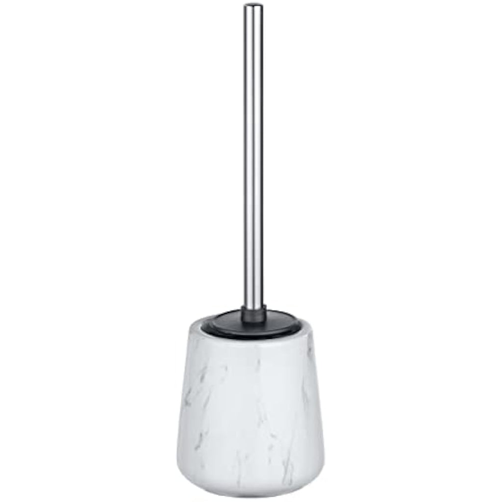 Leighton Denny Ceramic Toilet Brush Holder - White Marble Silicone Brush