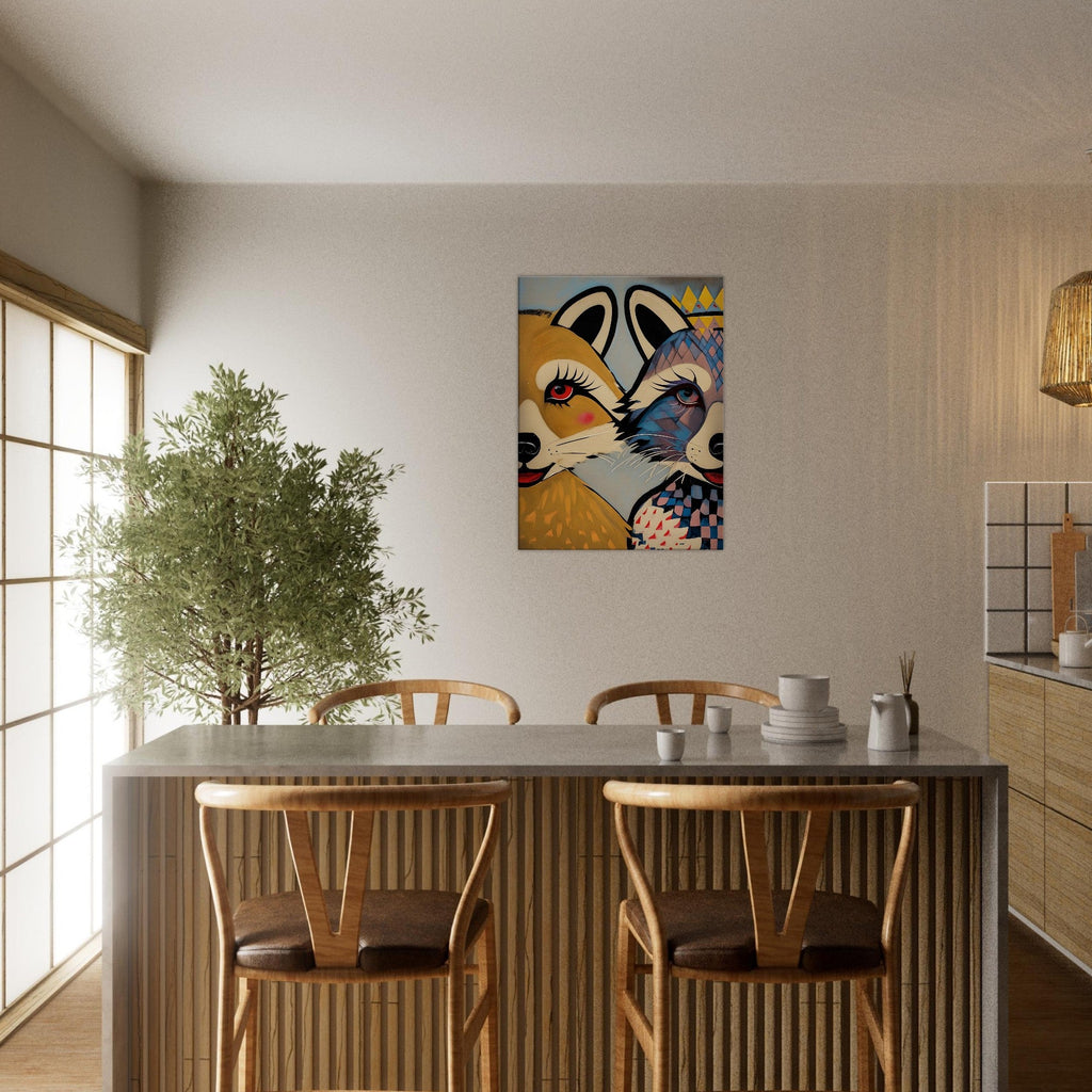 Stylized Raccoons Canvas Print  – Abstract Expressionist Canvas Wall Art