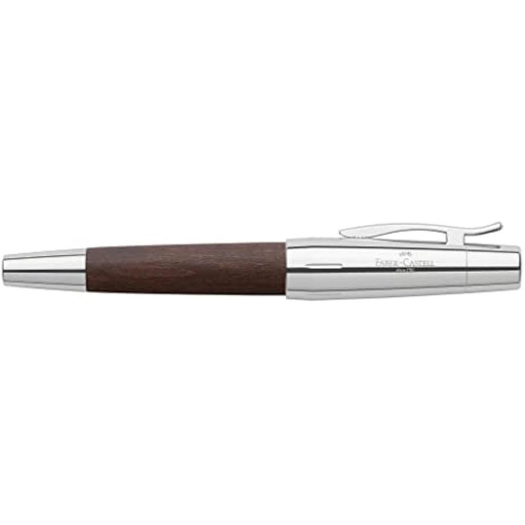 Faber-Castell E-Motion Fountain Pen – Dark Brown Wood & Chrome, Medium