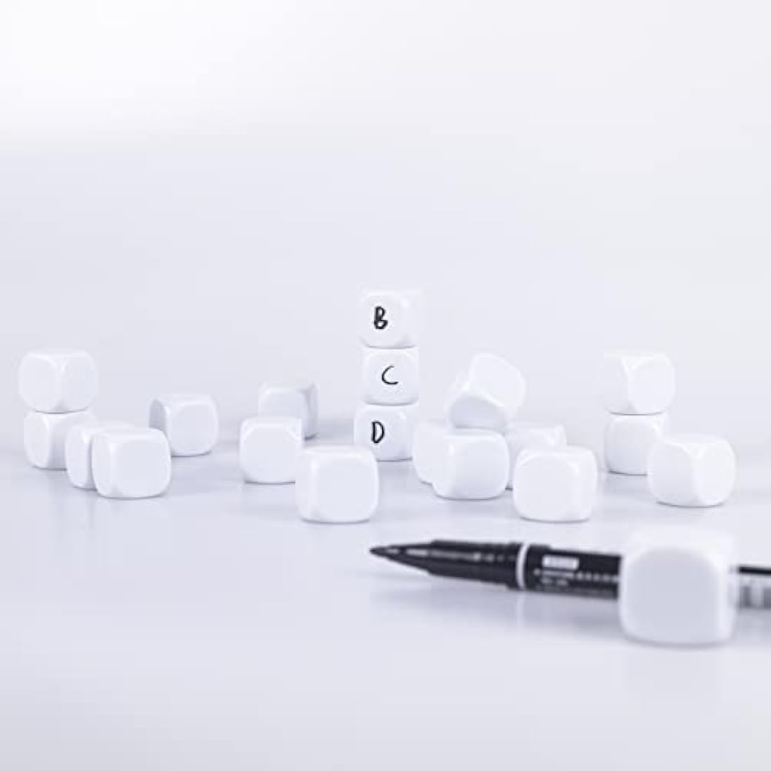 Jolof Store 22mm Blank White Acrylic Dice - 100PCS Six Sided Cubes