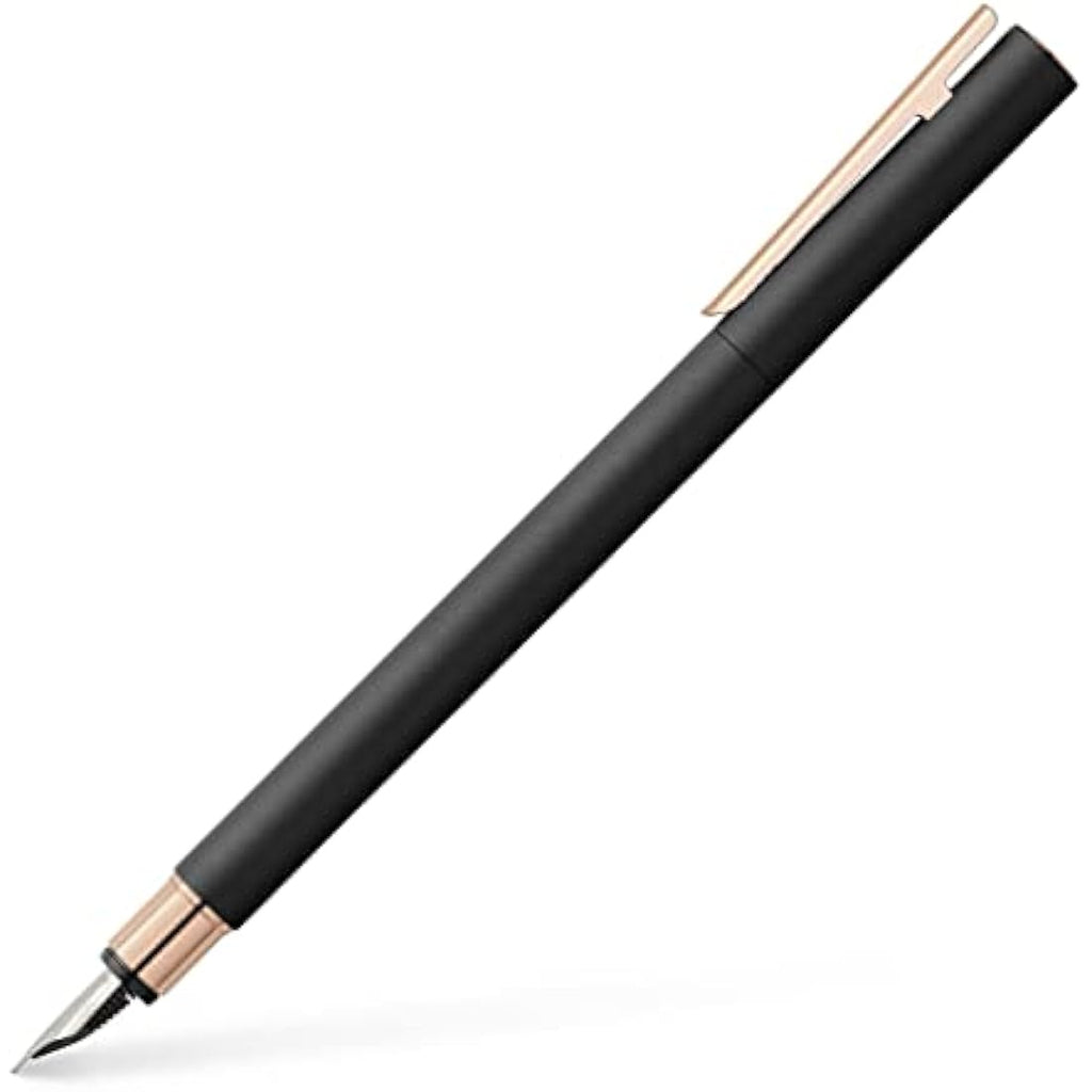 Faber-Castell Neo Slim Fountain Pen – Black & Rose Gold Metal, Fine Nib