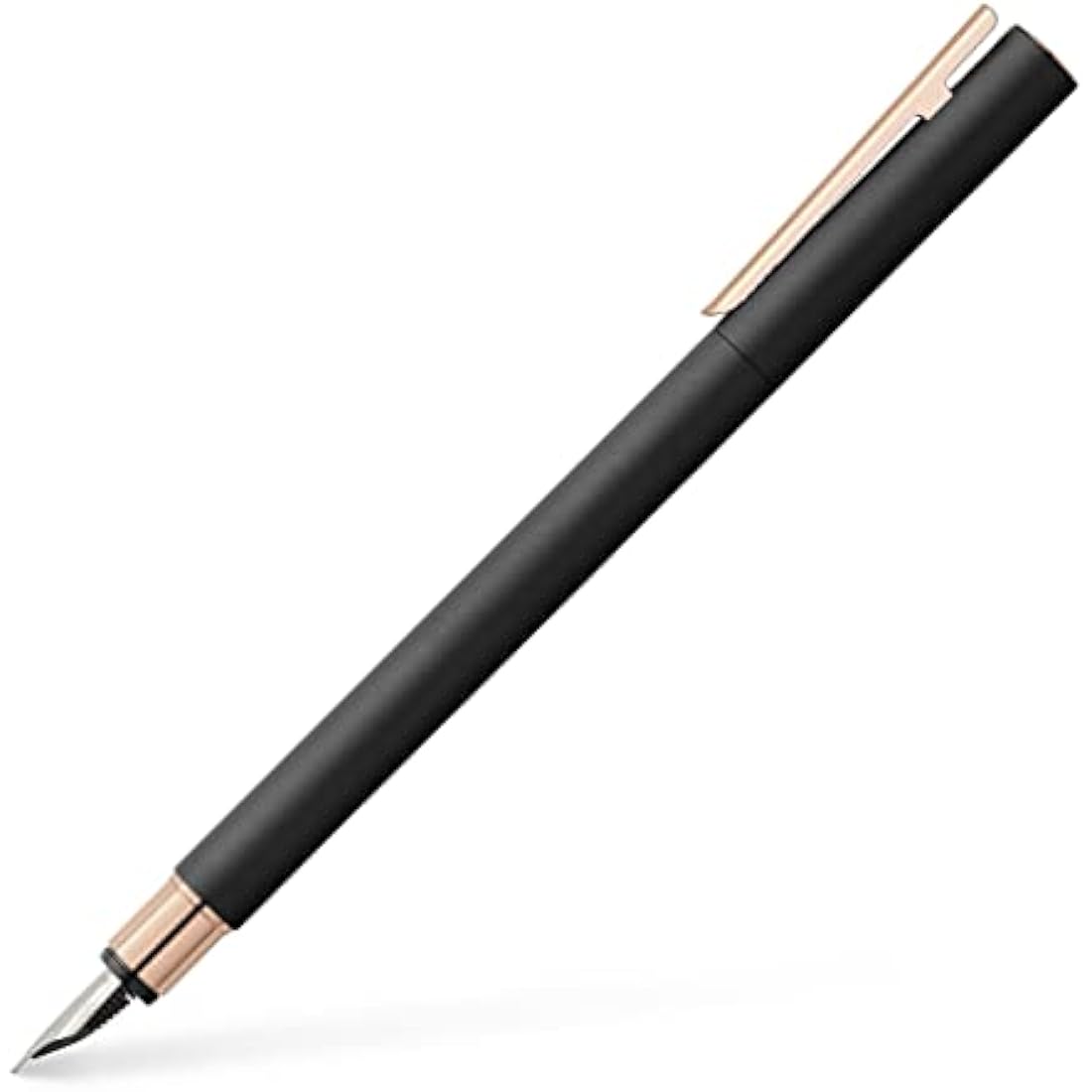 Faber-Castell Neo Slim Fountain Pen – Black & Rose Gold Metal, Fine Nib