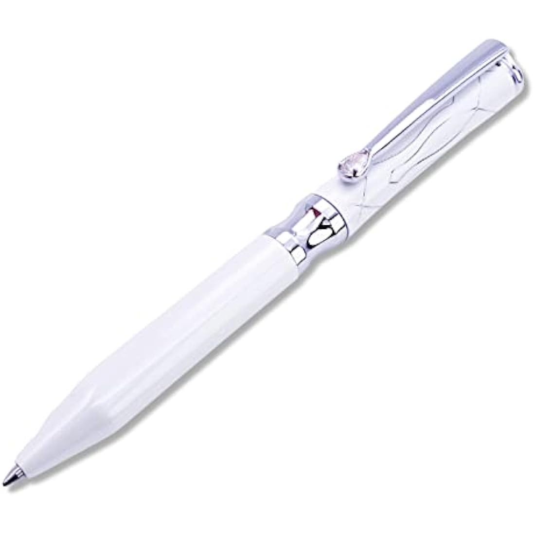 LACHIEVA LUX Pearl White Crystal Executive Ballpoint Pen with Gift Box