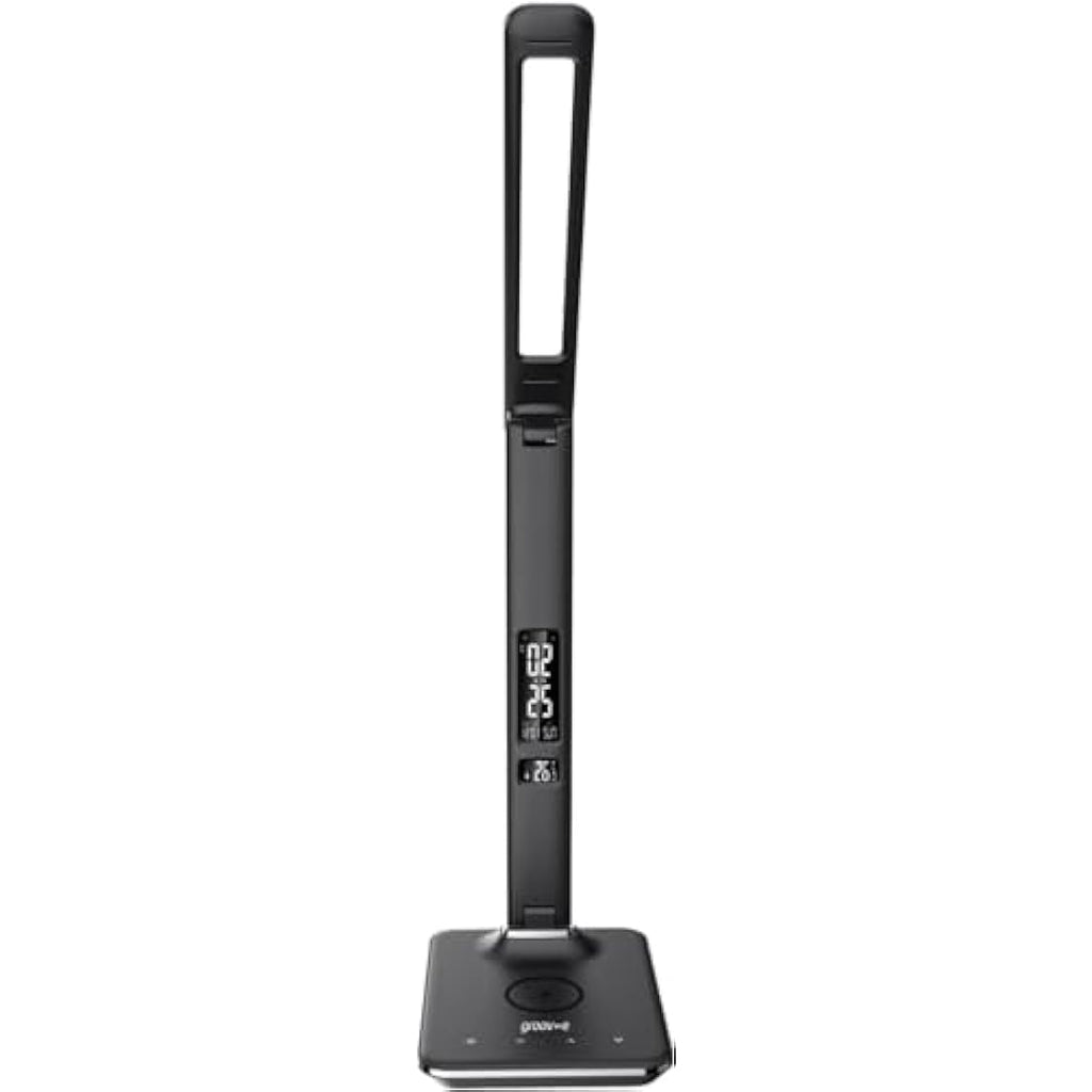 Groov-e Ares LED Desk Lamp | Wireless Charger & Alarm Clock - Black